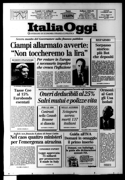 Italia oggi : quotidiano di economia finanza e politica